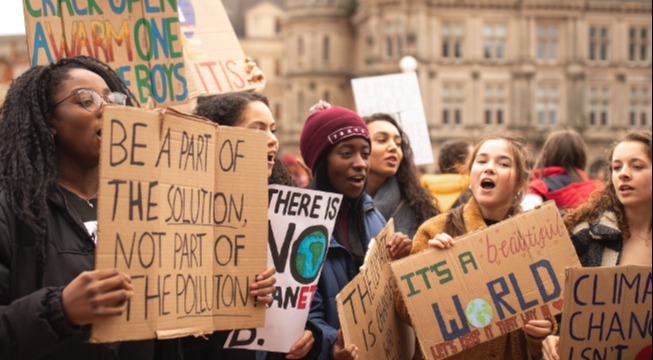 students at climate change protest