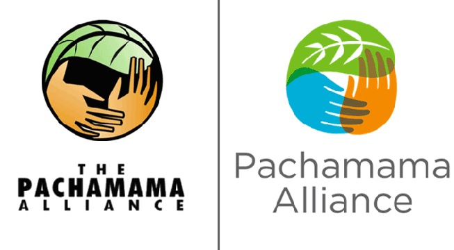 old and new Pachamama Alliance logos side by side